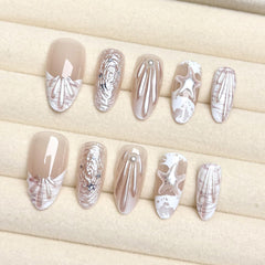 ZASKHLD close-up of 3D pearl and seashell details highlighting textured decoration