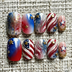 ZASKHLD front packaging showing full 30-piece patriotic nail kit and convenience