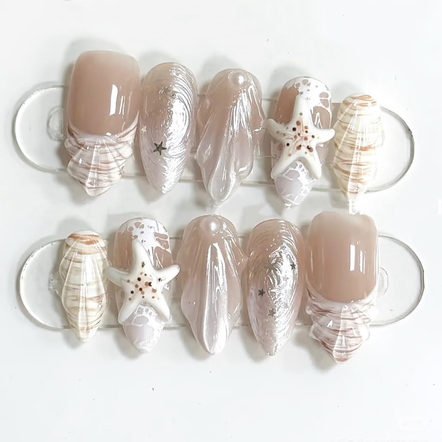 ZASKHLD front packaging showing full 30-piece ocean-themed nail set and included tools