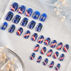 ZASKHLD full layout of 24 nails displaying mixed American flag patterns