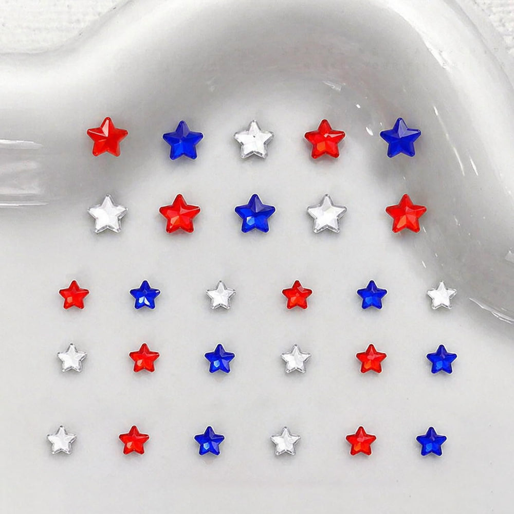 ZASKHLD bag contents spread displaying varied red white blue stars for projects
