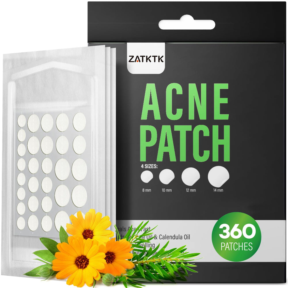 ZATKTK front packaging showing 360-count pimple patches and sizes