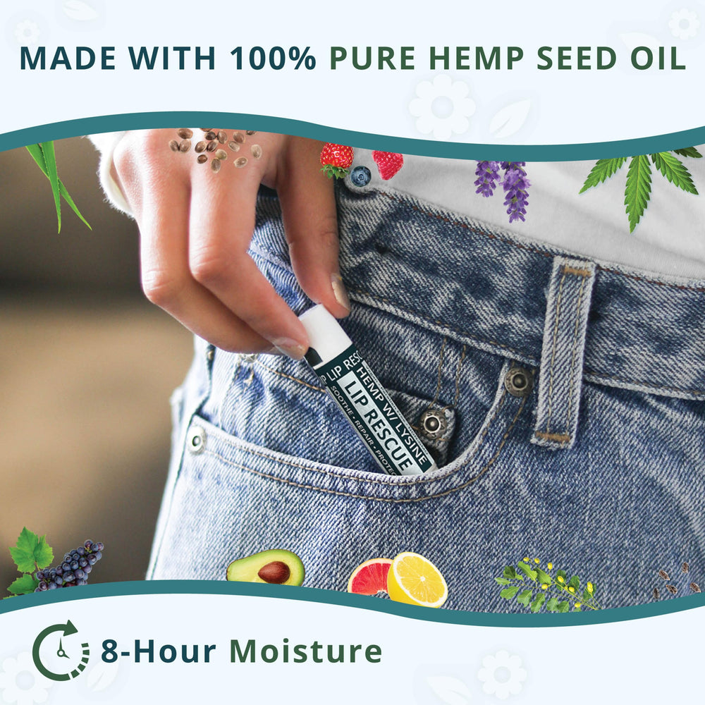 Zatural hemp lip balm applied to lips showing softened appearance benefit