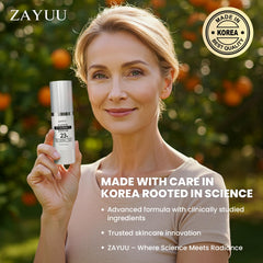 ZAYUU serum styled on bathroom vanity suggesting daily routine integration