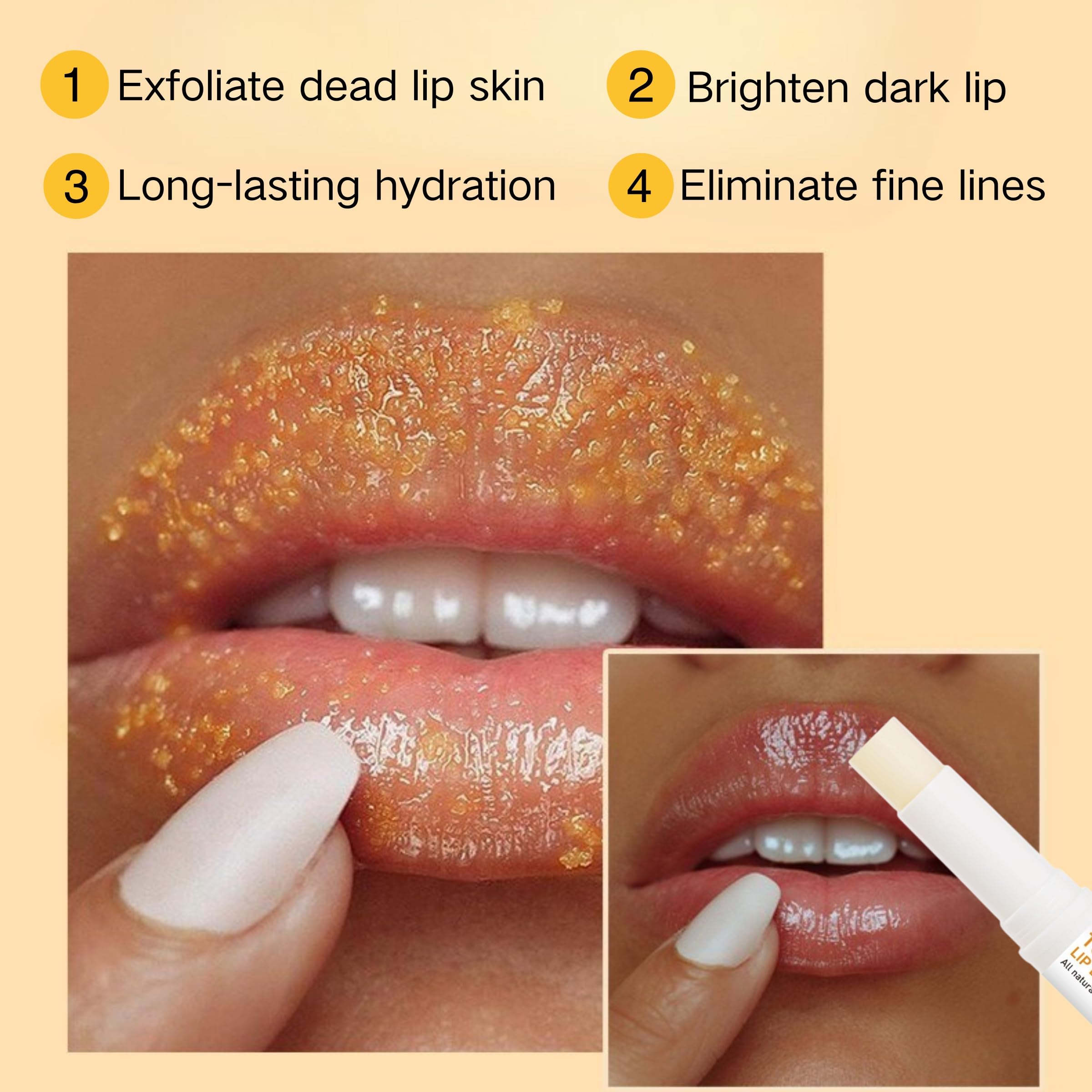 ZBMCYHCXH open turmeric lip balm stick demonstrating smooth application benefit