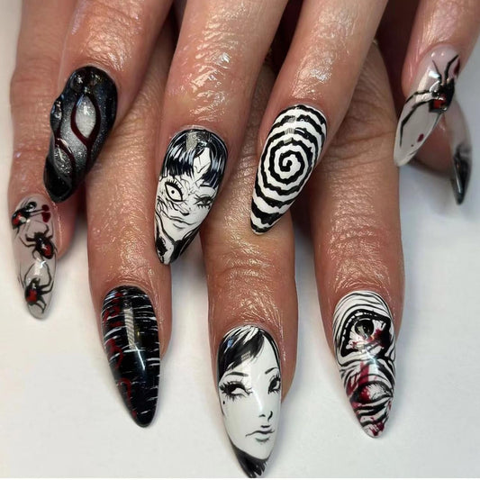 ZDIWOO front packaging showing full 24-piece gothic nail set benefit of ready-to-wear style