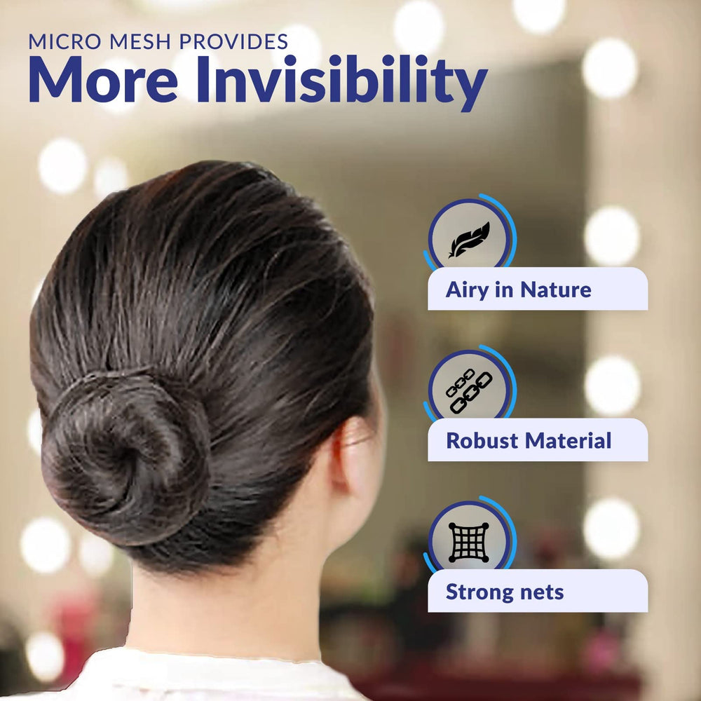 ZefeqCo hair net fitted over bun, neat low-profile hold benefit