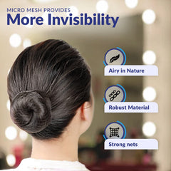 ZefeqCo hair net fitted over bun, neat low-profile hold benefit