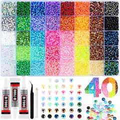 Zefy front packaging showing 19,000 4mm rhinestones and included tools benefits quick start