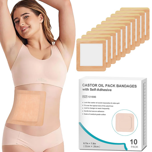 ZELIER front packaging showing ten disposable castor oil pads and benefits