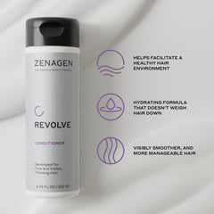 Zenagen Revolve Conditioner on bathroom shelf in lifestyle setting for routine