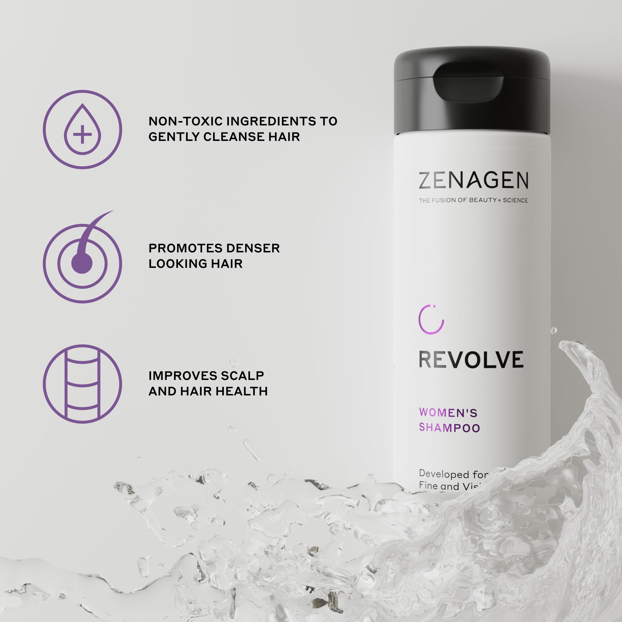 Zenagen 200 mL bottle beside a ruler for size comparison and travel-friendly benefit
