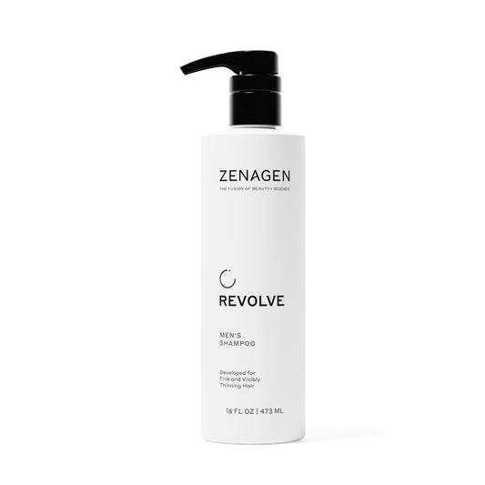 Zenagen Revolve front bottle showing clean design and size for fuller hair