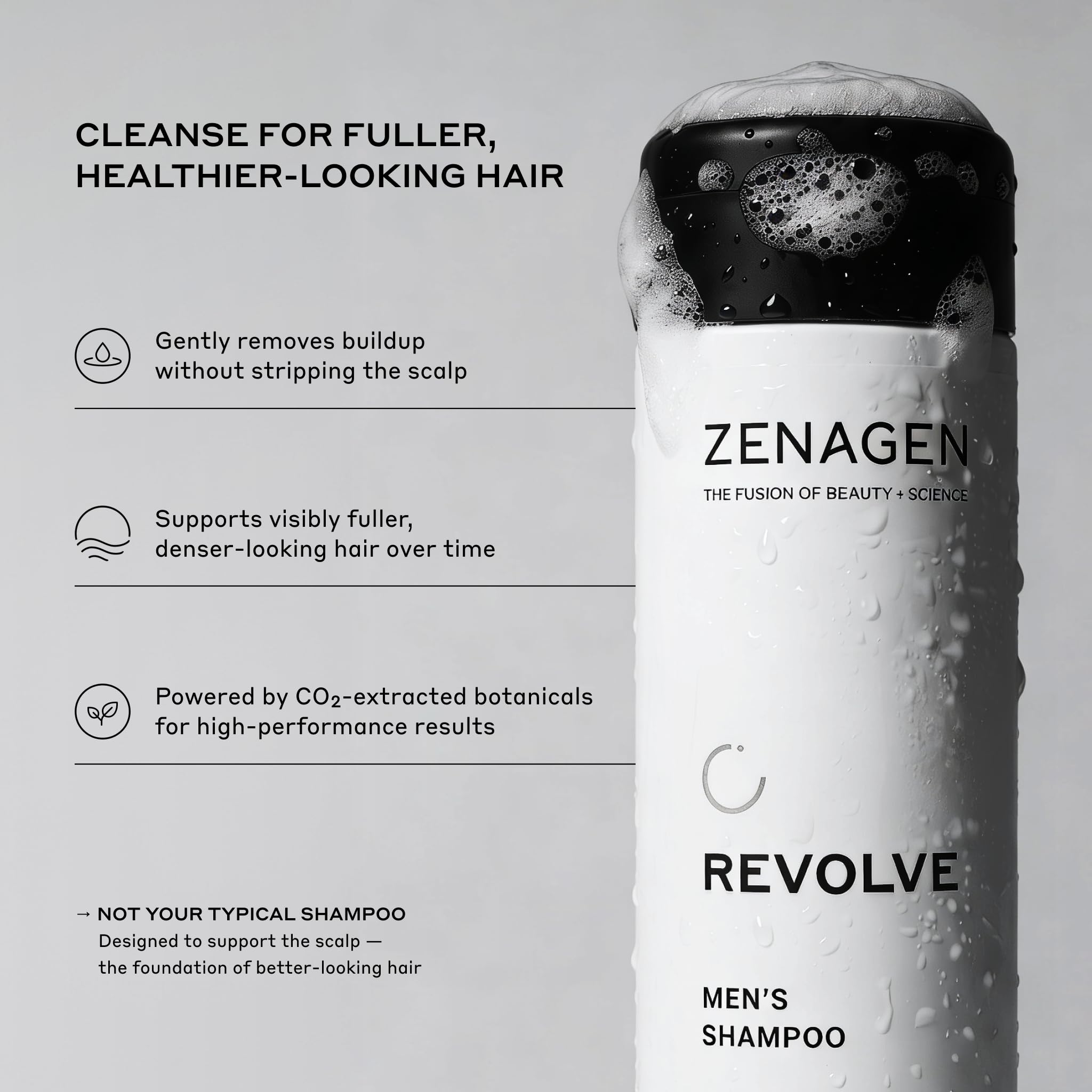 Zenagen Revolve beside a ruler showing 16 oz scale for clear sizing benefit