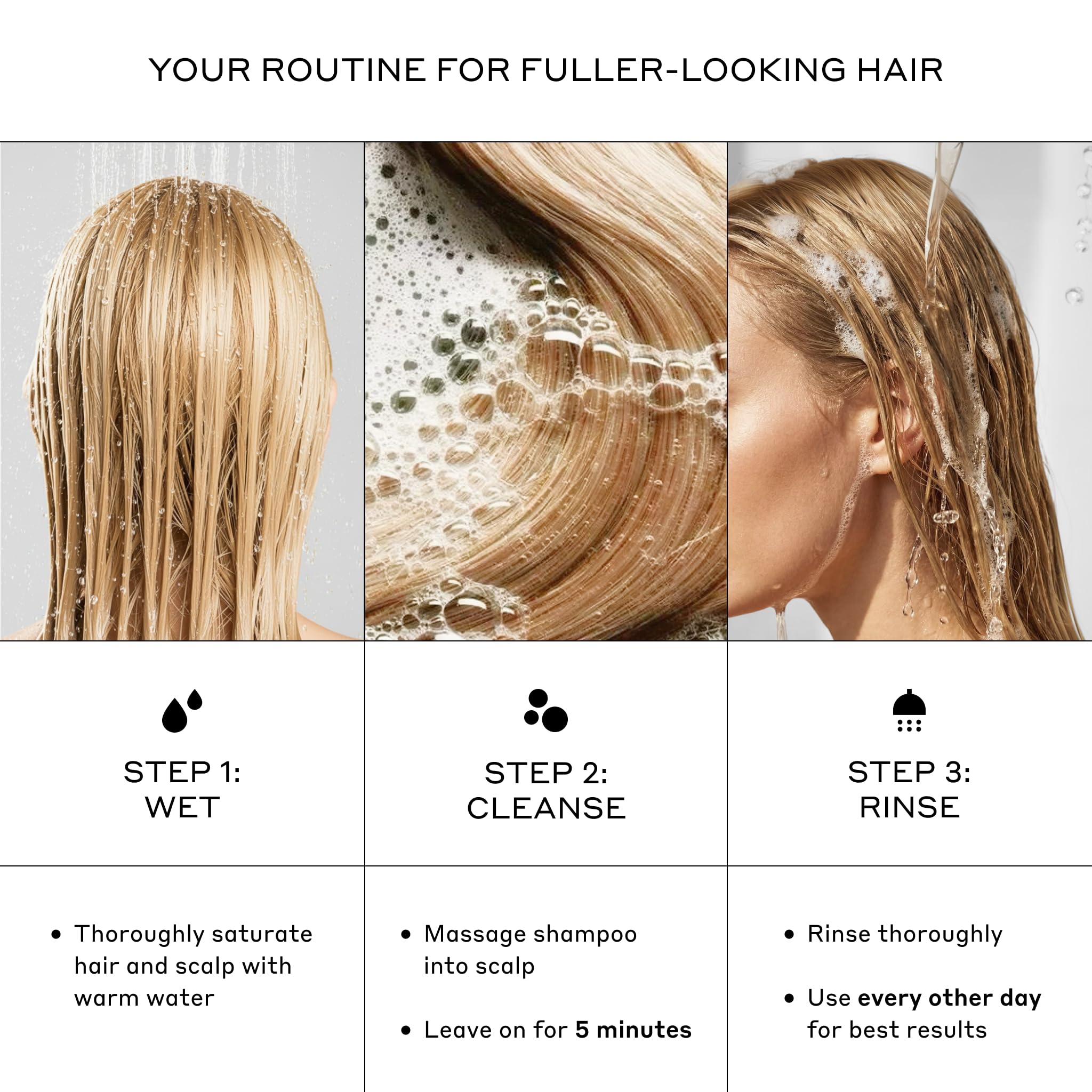Zenagen Revolve in use in shower on wet hair offering scalp refreshment benefit