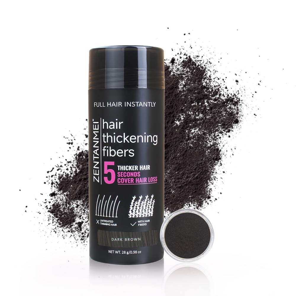 ZENTANMEI front packaging showing dark brown hair fibers and benefit of instant volume