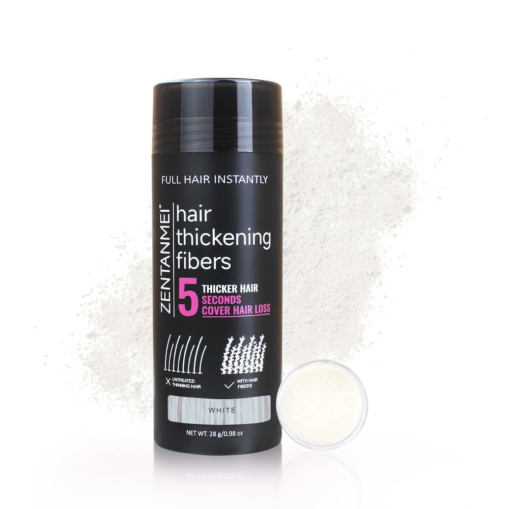 ZENTANMEI front packaging showing white fiber bottle and clear label, instant concealment