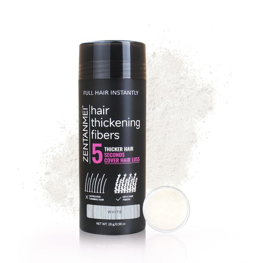 ZENTANMEI front packaging showing white fiber bottle and clear label, instant concealment