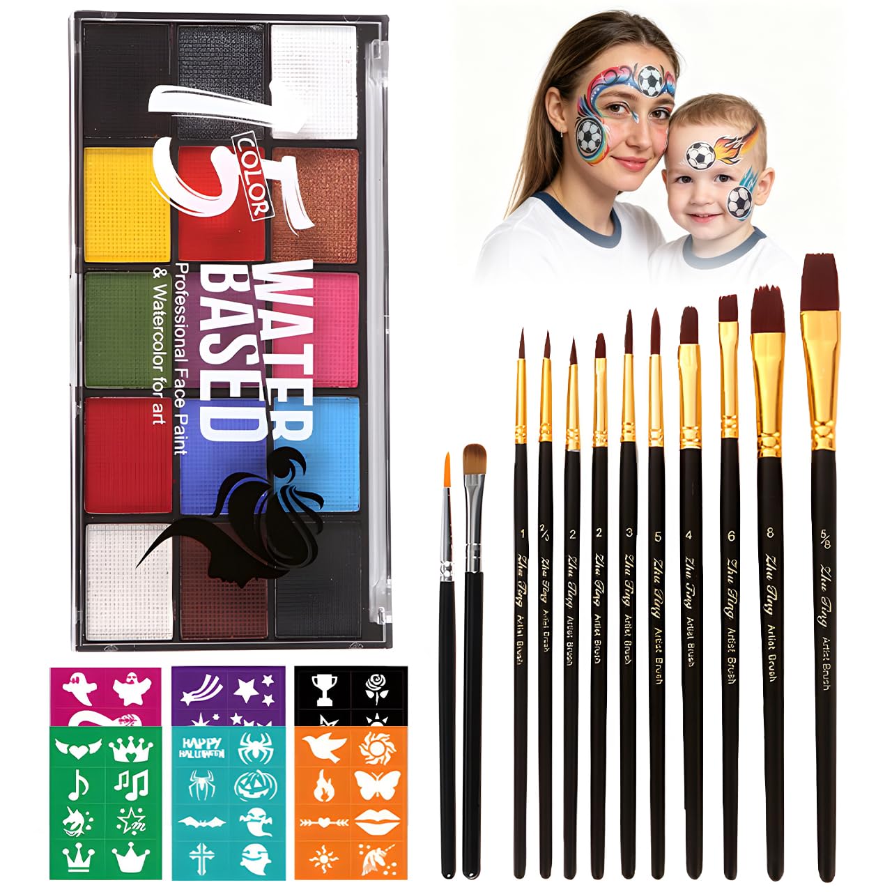 ZENTANMEI palette front view showing 15 vivid colors for versatile painting