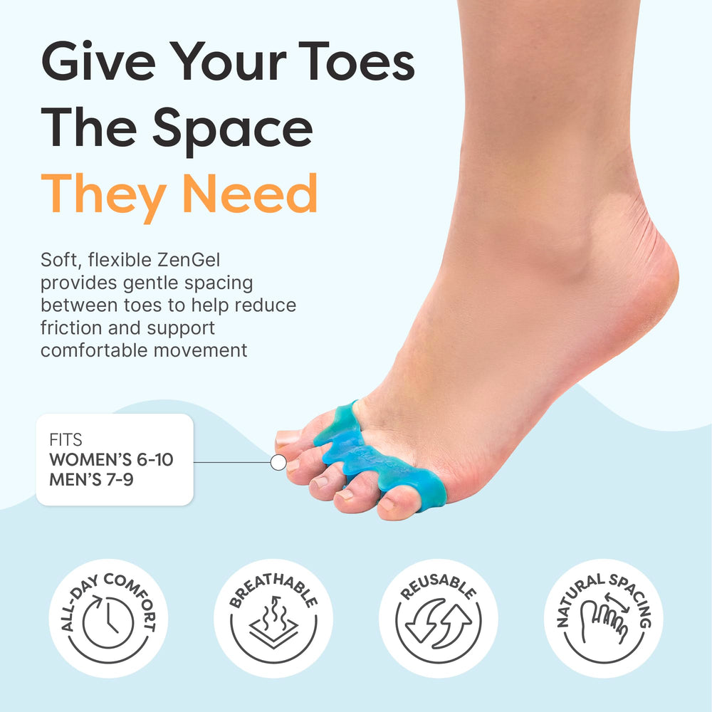 ZenToes close-up of firm SEBS gel texture for stable toe support