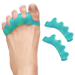 ZenToes front view of tidal-colored packaging showing pair and benefits