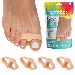 ZenToes gel toe spacers front view showing pair and discreet beige color benefit