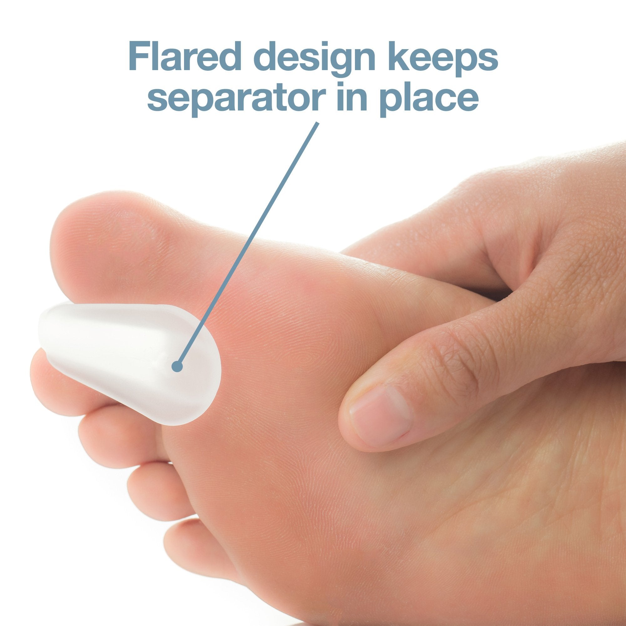 ZenToes in-shoe demonstration with separator in sneaker for friction relief