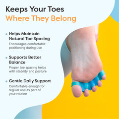 ZenToes spacer in use on a yoga mat offering gentle toe alignment
