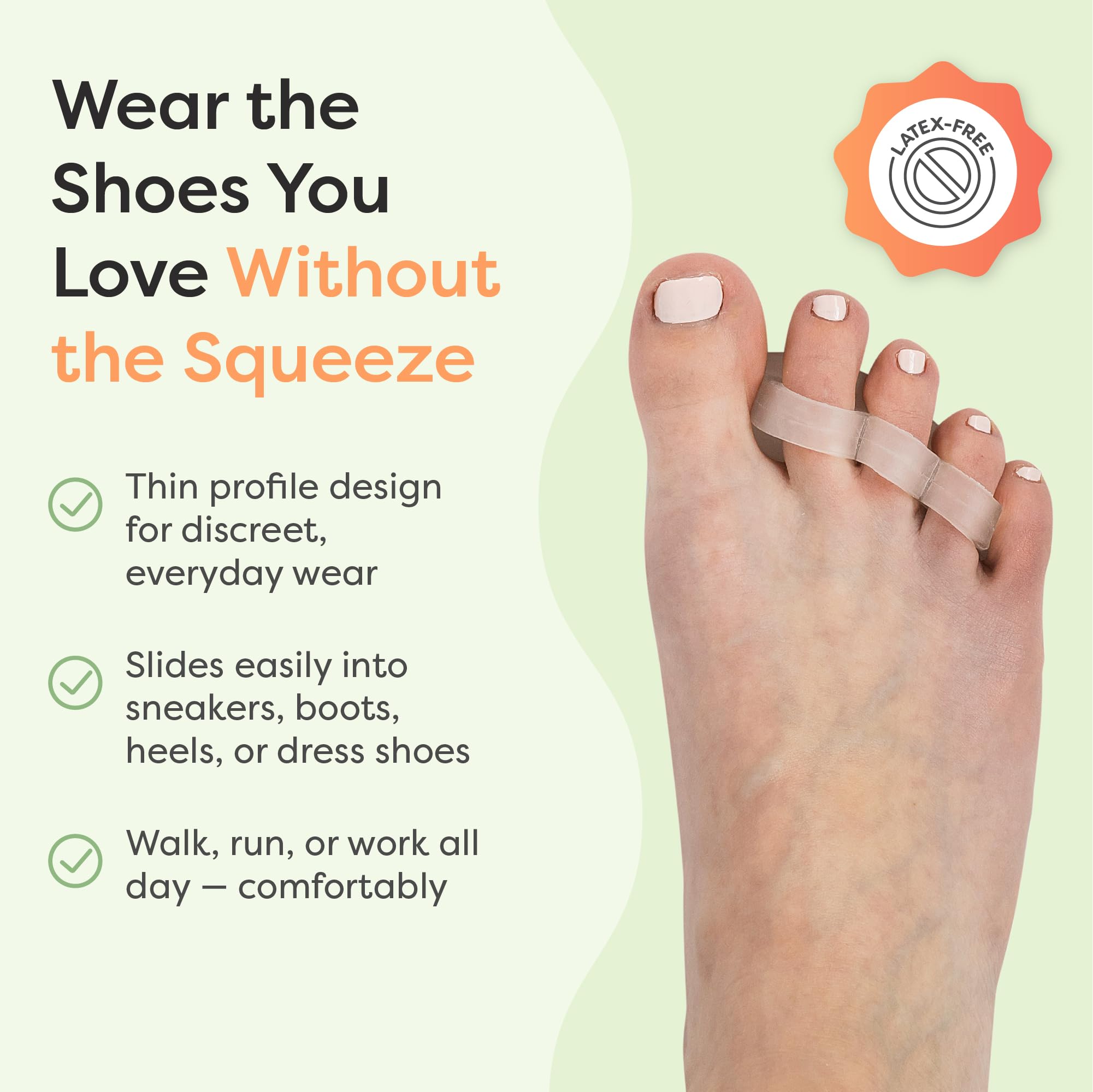 zentoes triple loop detail showing anchored fit and stable toe positioning benefit