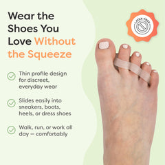 zentoes triple loop detail showing anchored fit and stable toe positioning benefit