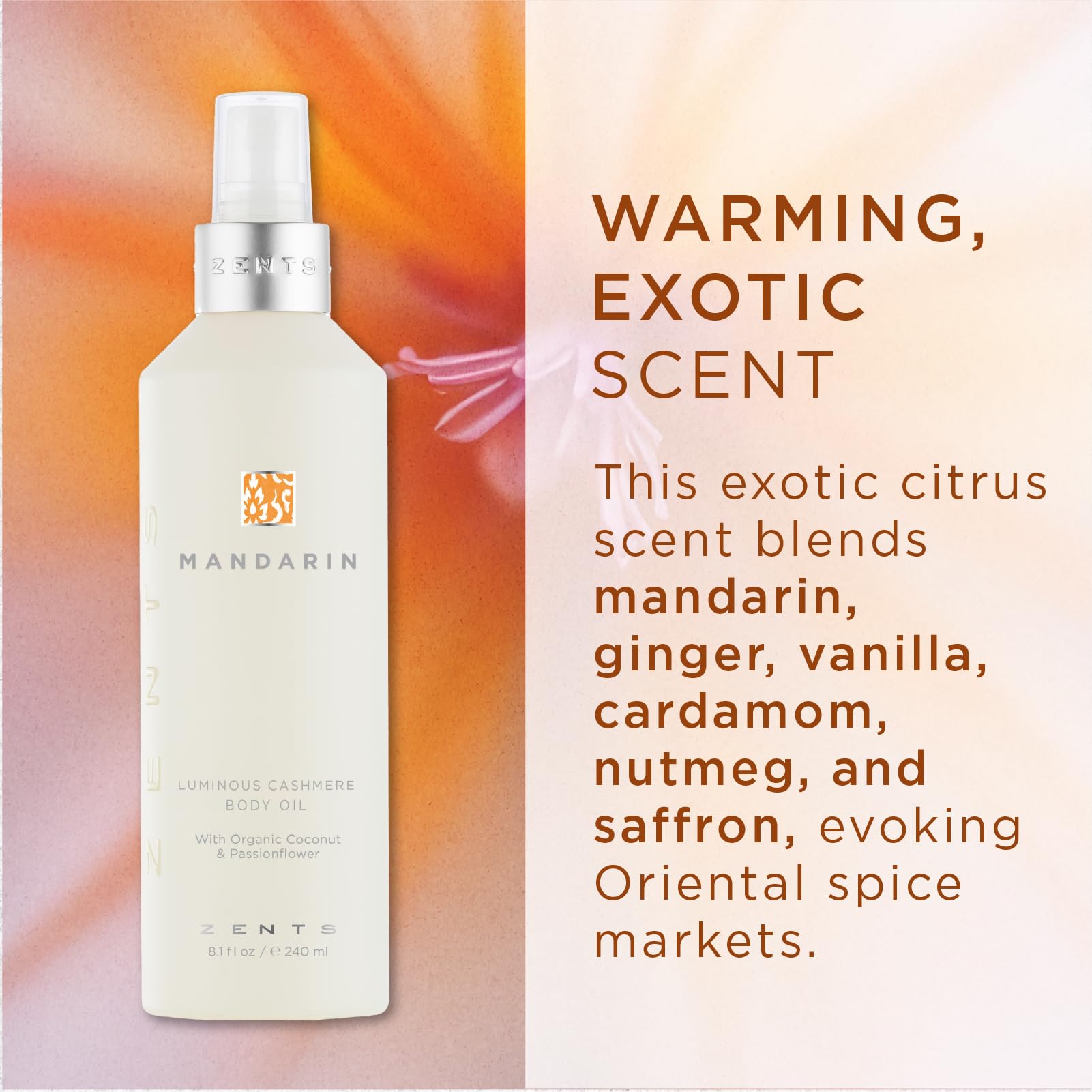 Zents ingredients label detail showing key oils and clean formulation benefits
