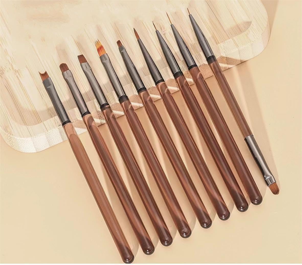 ZEOHBETY nine brushes laid out displaying variety for versatile styling