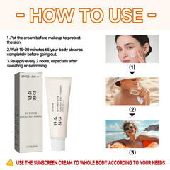 zeonmiehu sunscreen being applied to cheek for smooth base benefit