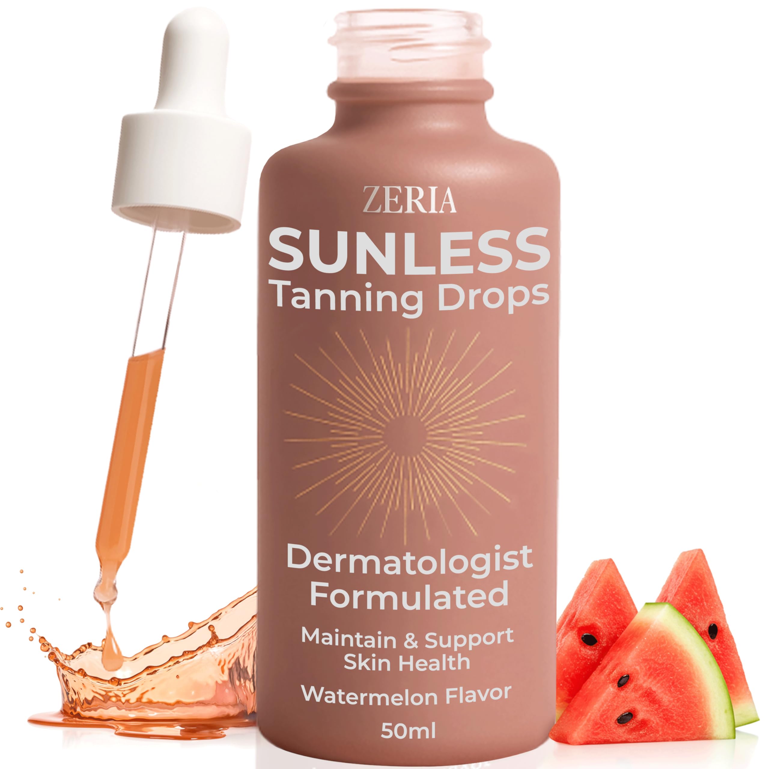 Zeria bottle front 50mL showing product and convenient travel size benefit