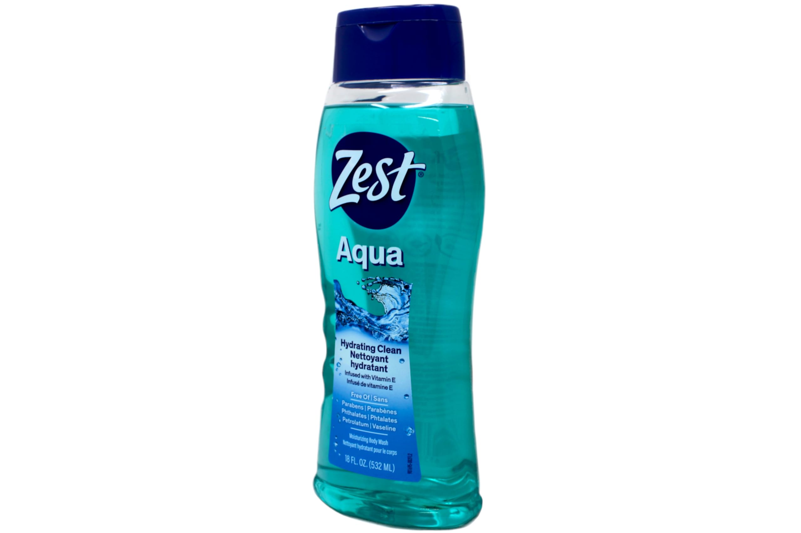 Zest close-up of aqua gel texture highlighting smooth consistency for gentle cleaning