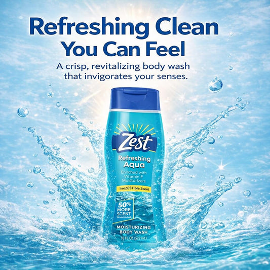 Zest close-up of pump and label details highlighting ingredients and easy dispensing