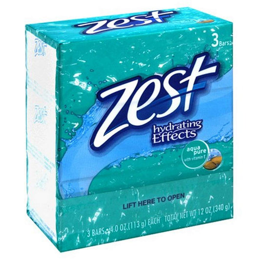 Zest front packaging showing three 4 oz bars and clear labeling for convenient storage