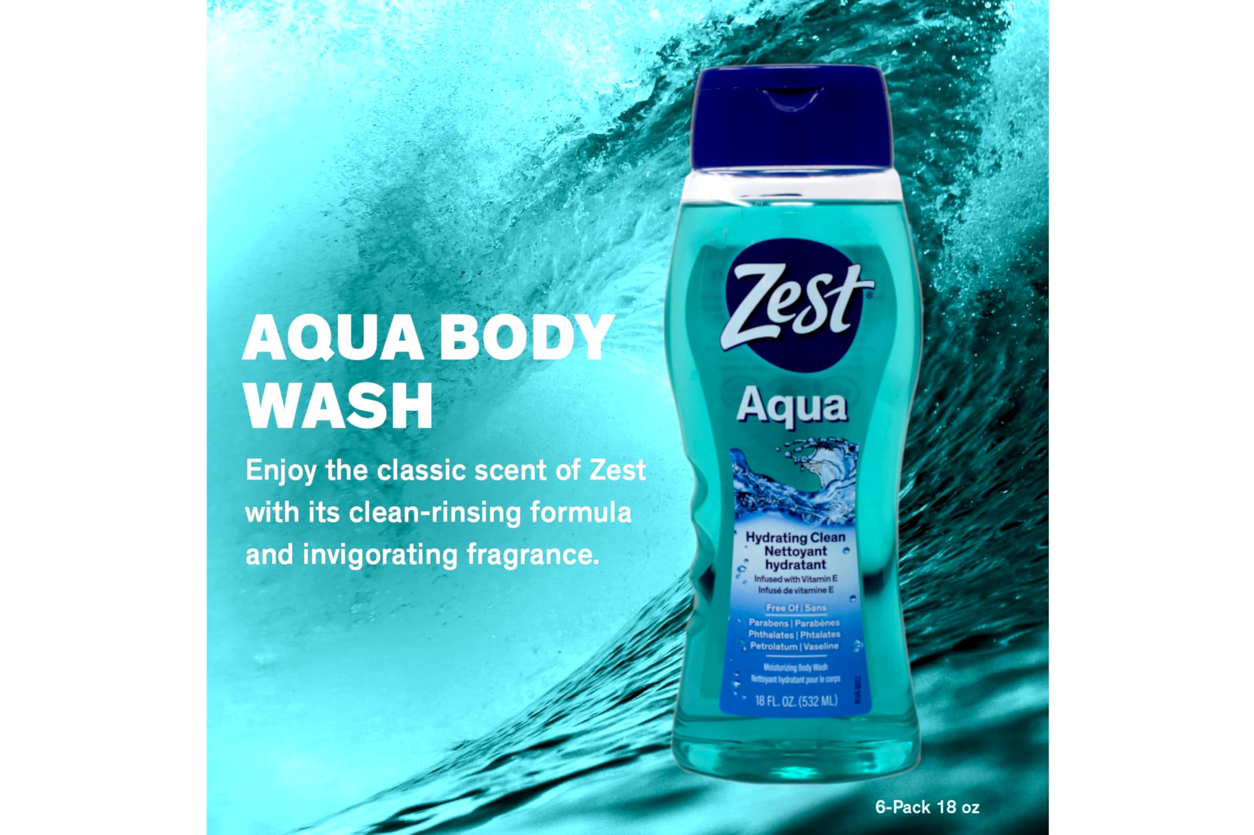 Zest bottle beside ruler showing 18 ounce scale for clear size and volume reference