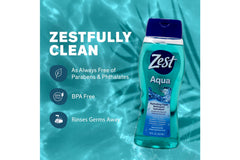 Zest bottles arranged in a bathroom shelf creating a fresh lifestyle scene
