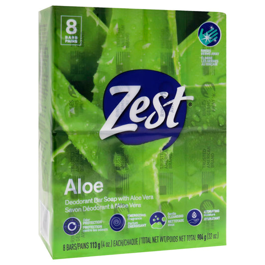 Zest single 4 ounce Fresh Aloe bar displaying shape and smooth finish