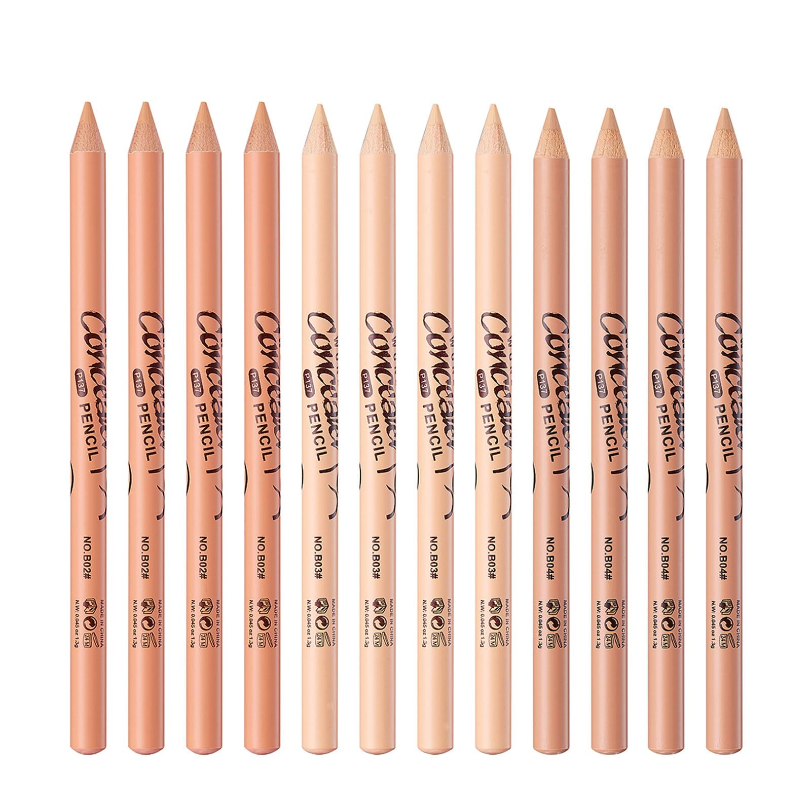 ZEVNI front view of 12-piece concealer kit showing three color trios for versatile coverage