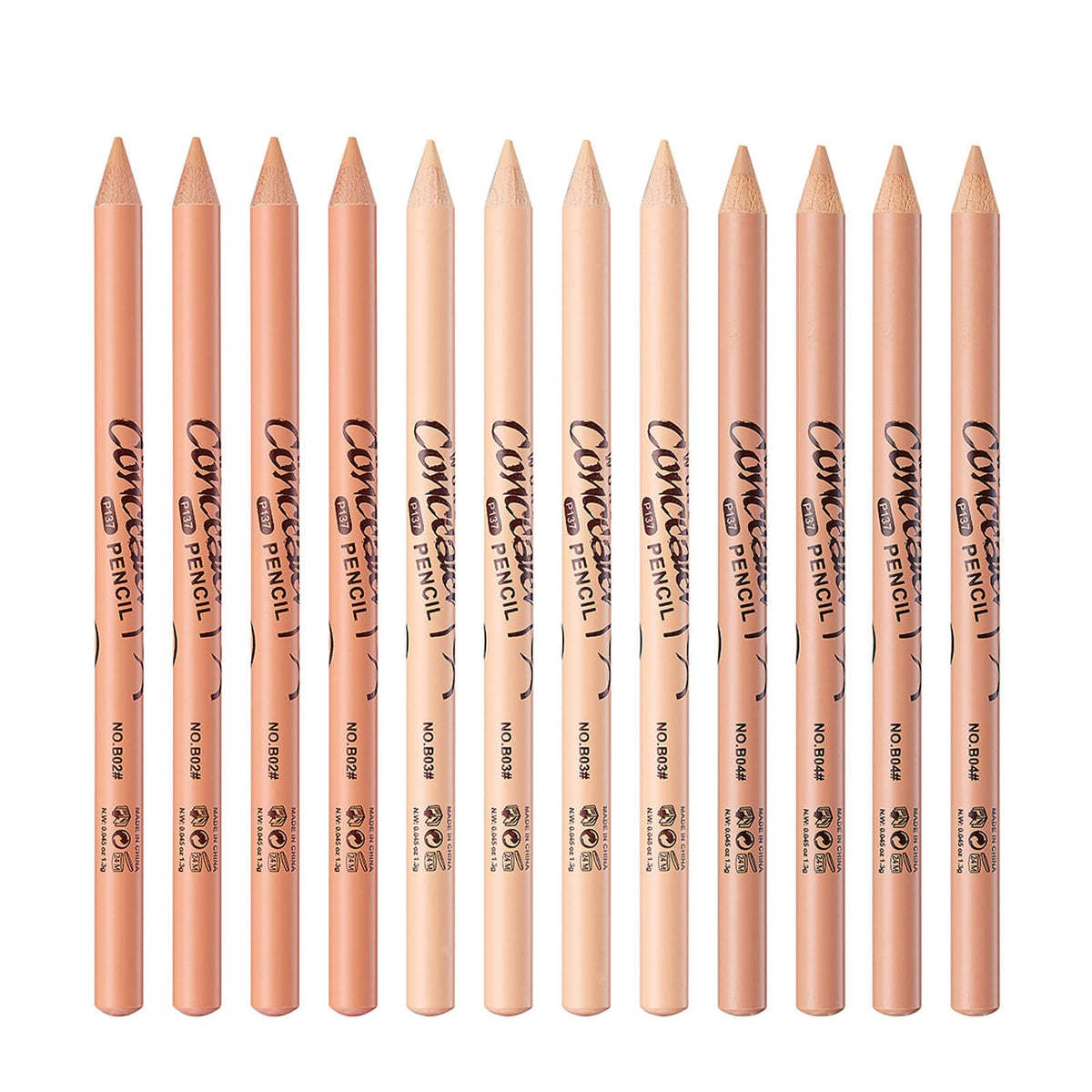 ZEVNI front view of 12-piece concealer kit showing three color trios for versatile coverage