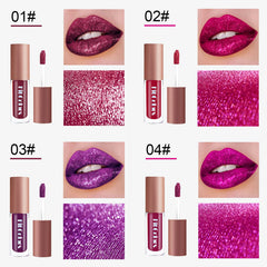 ZEVNI lip application before and after demonstrating matte-to-glitter transformation, visible boost