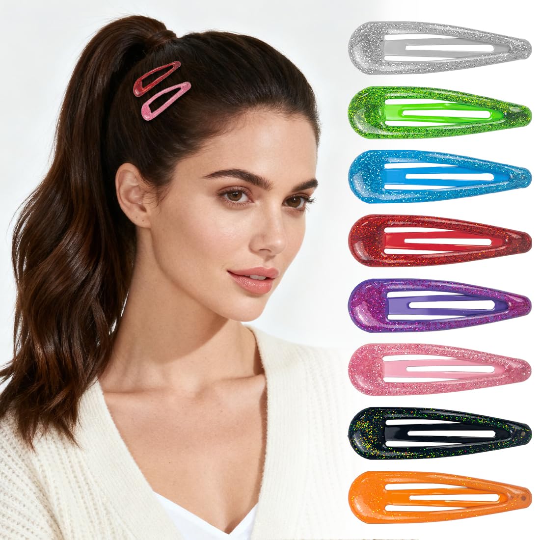 ZGQHZR clip in use on woman's bang providing a secure, discreet hold