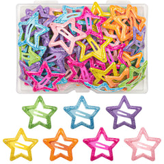 ZGQHZR front packaging showing mixed-color glitter star clips for variety
