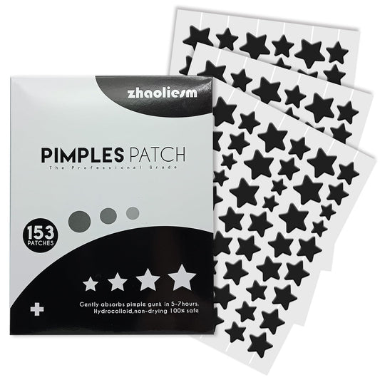 ZHAOLIESM front packaging showing 153 black star pimple patches and benefits