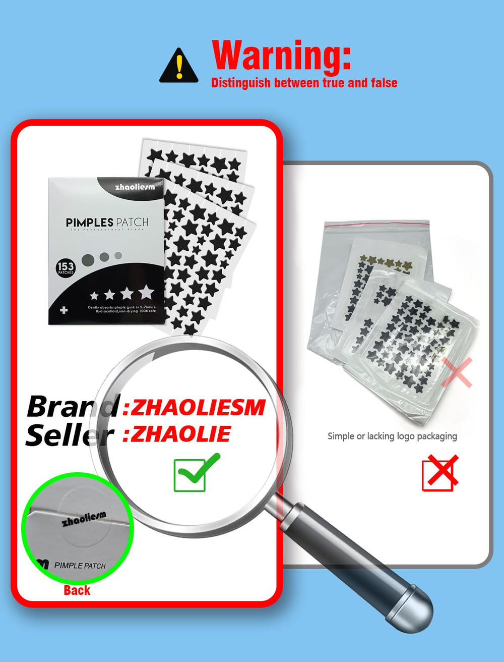 ZHAOLIESM star patches on backing sheet ready to peel for targeted use