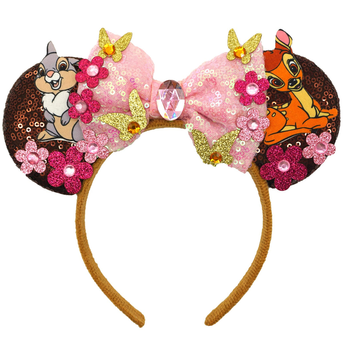 ZHENNAN bow headband front view shows fabric bow and comfortable fit
