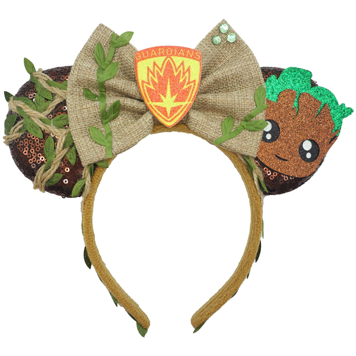 ZHENNAN bow headband front view showing sequins and festive sparkle benefit