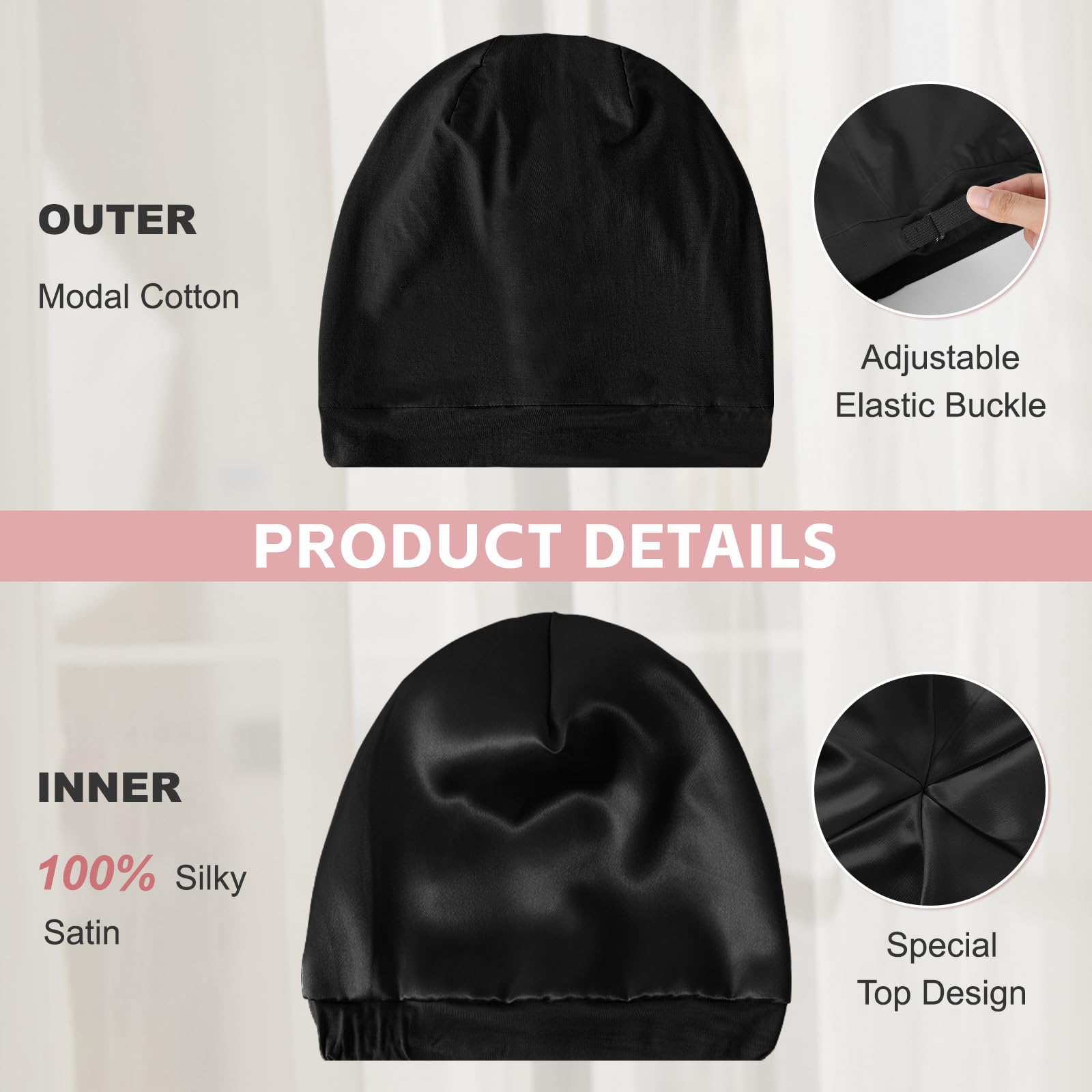 ZHENSILK adjustable elastic buckle detail providing a snug customizable fit